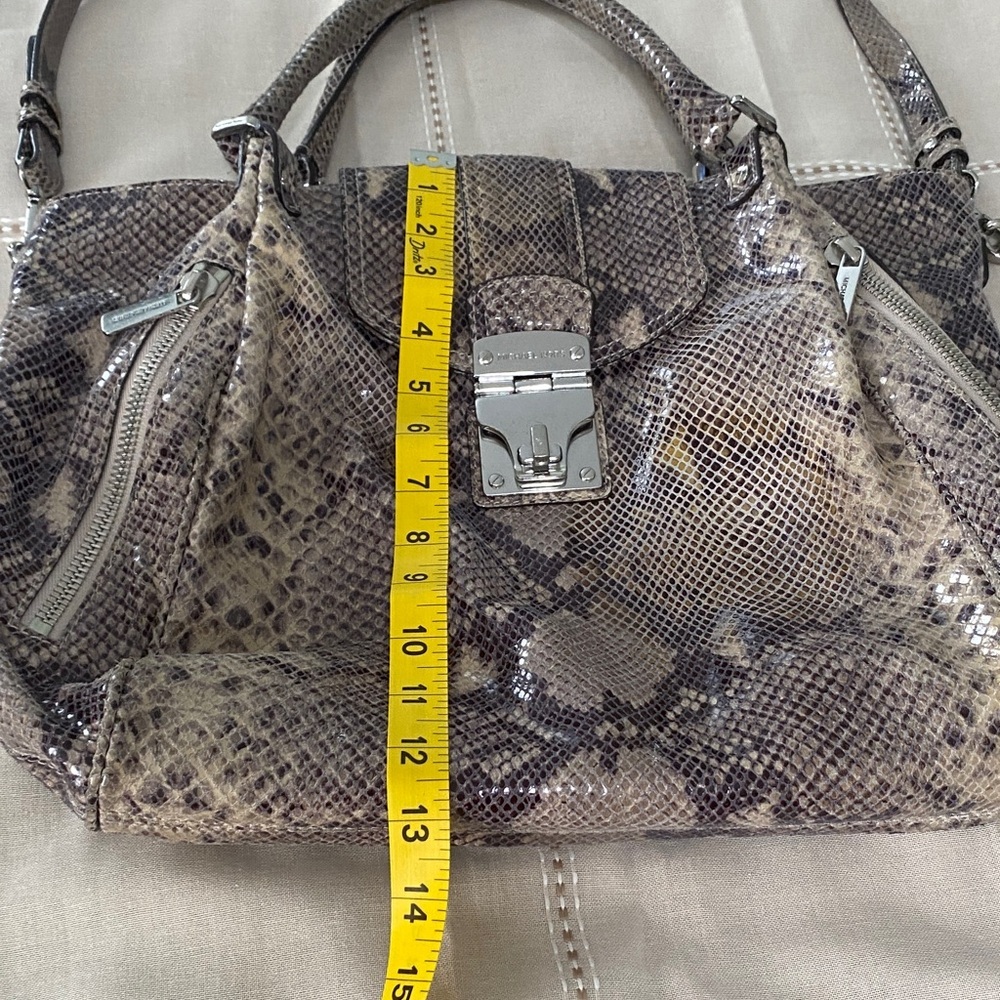 MICHAEL Michael Kors Brown Snakeskin-Print Satchel - Picture 12 of 16